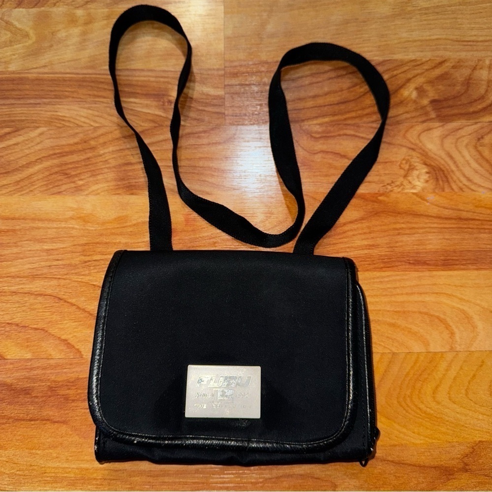 Vtg Y2K FUBU Over The Shoulder Black Purse With Card Holders Magnetic Buttons
